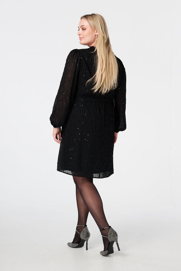 Kleid mit Glitzerpailletten und Gürtel image number 3