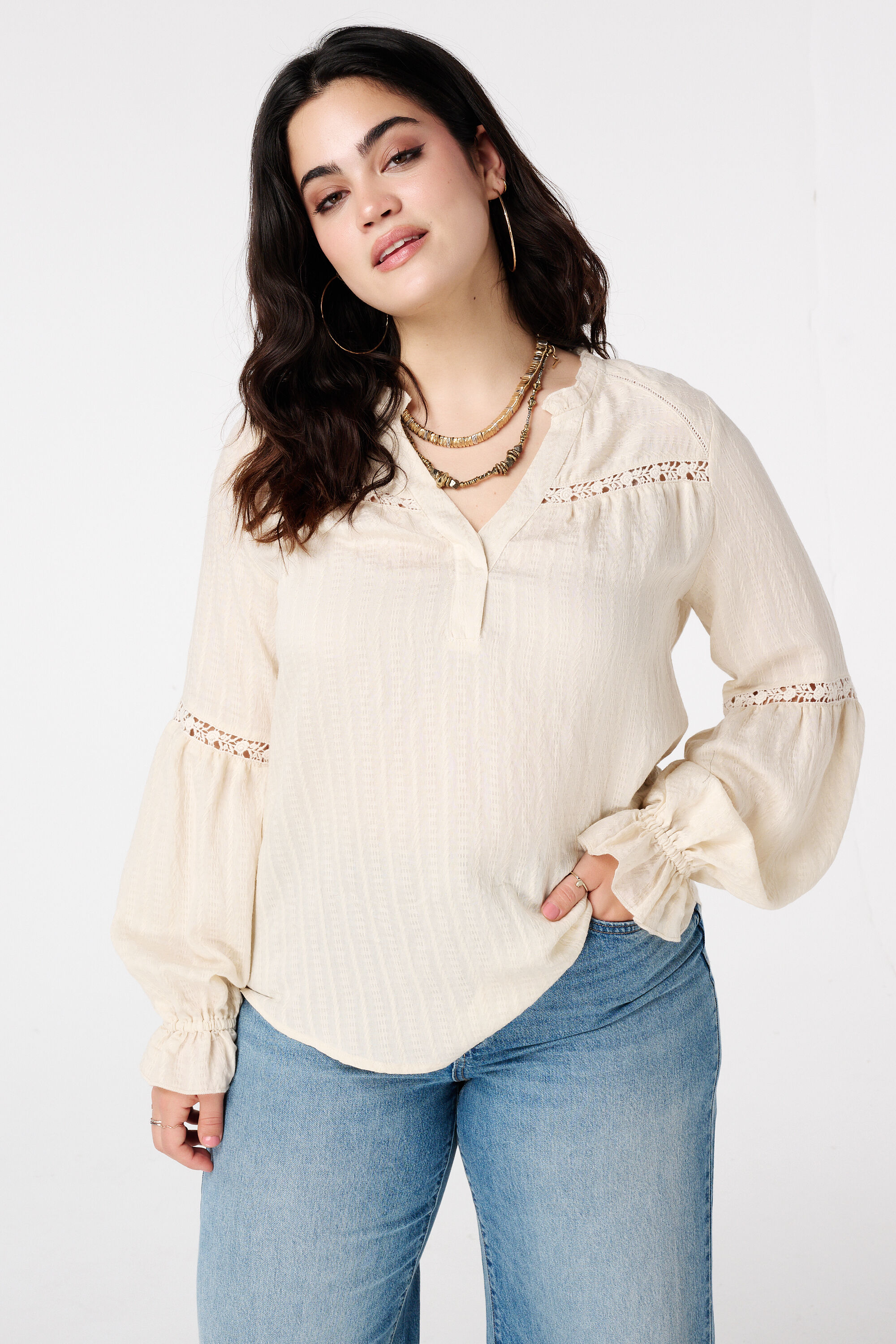Bluse mit Broderie-Details