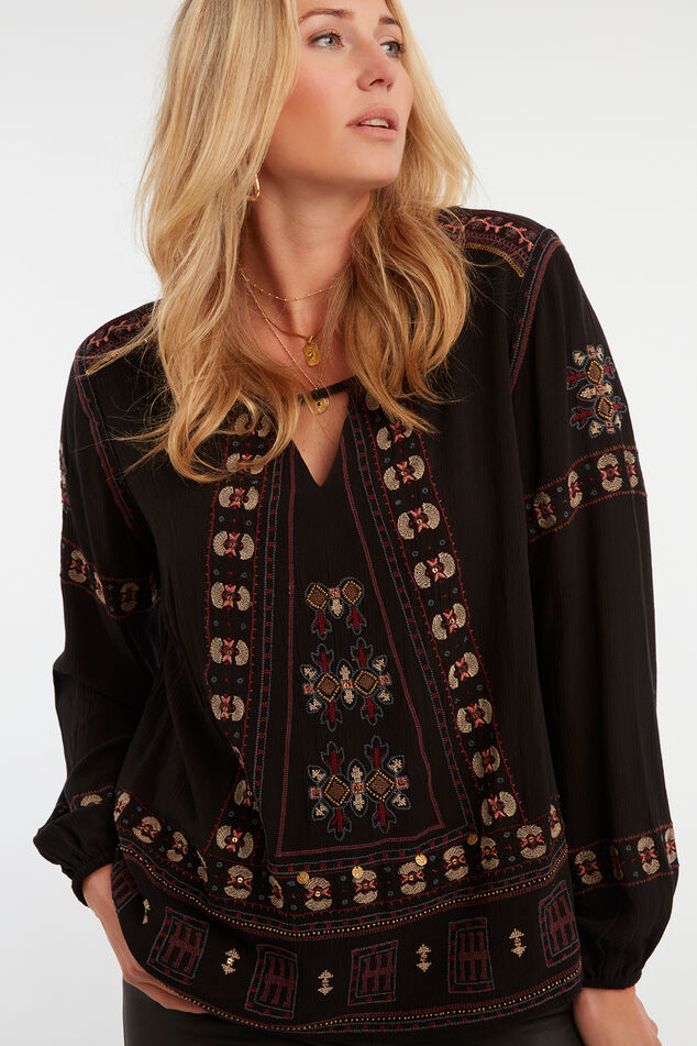 Bluse mit Stickereien image number 6