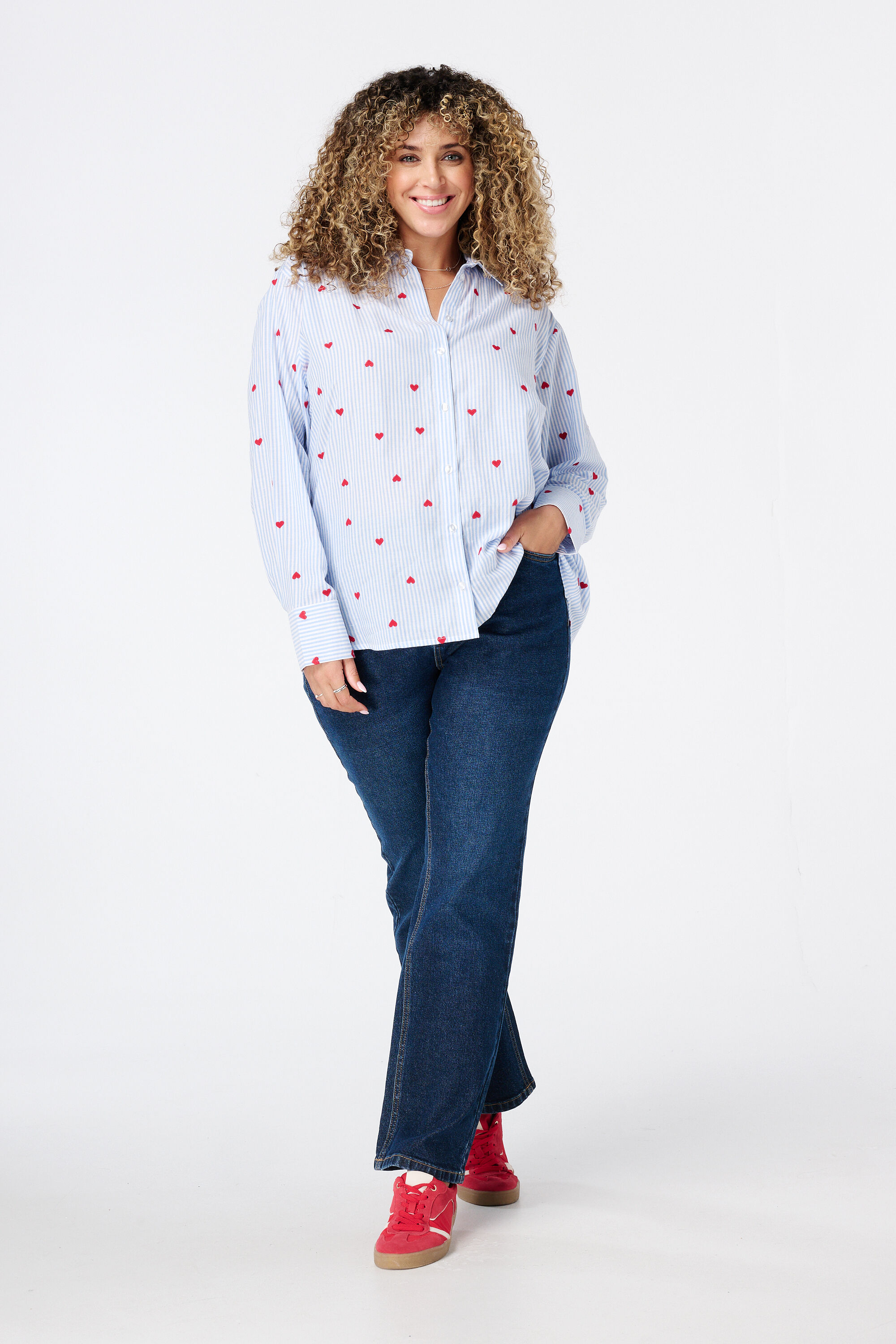 Gestreifte Bluse mit Herzen image number 5