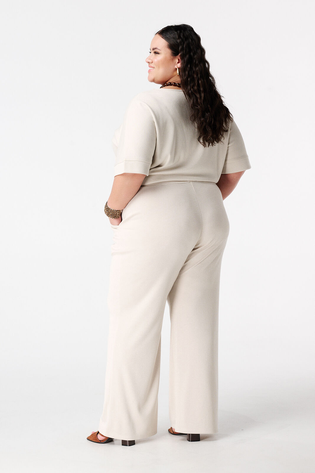 Wide-Leg-Hose mit Lurex image number 3