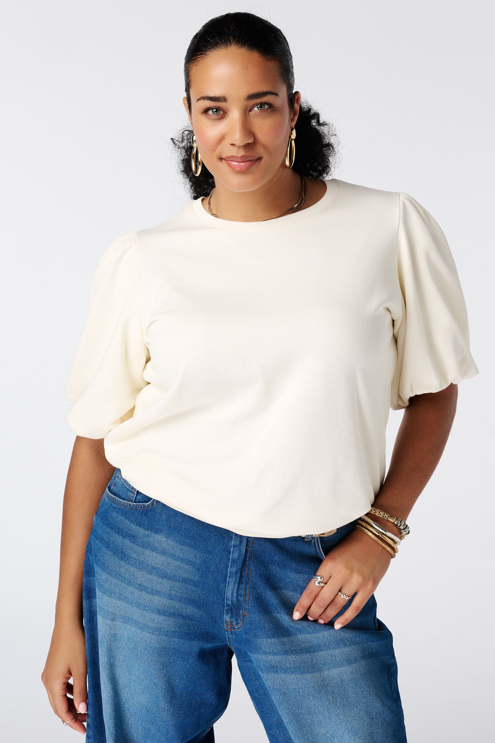 Sweatshirt mit kurzen Puff&auml;rmeln