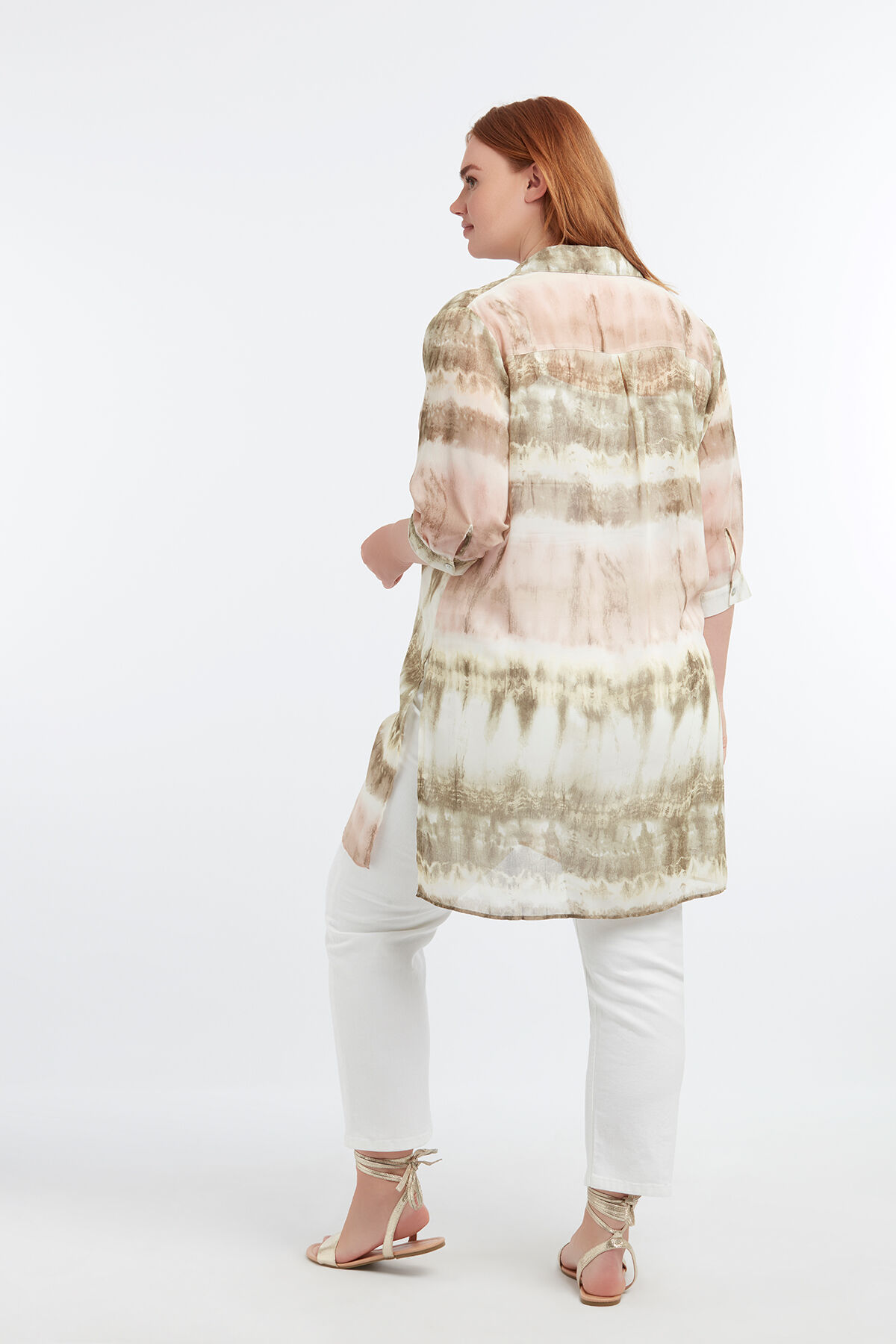 Durchsichtige Bluse mit Batik-Print image number 6