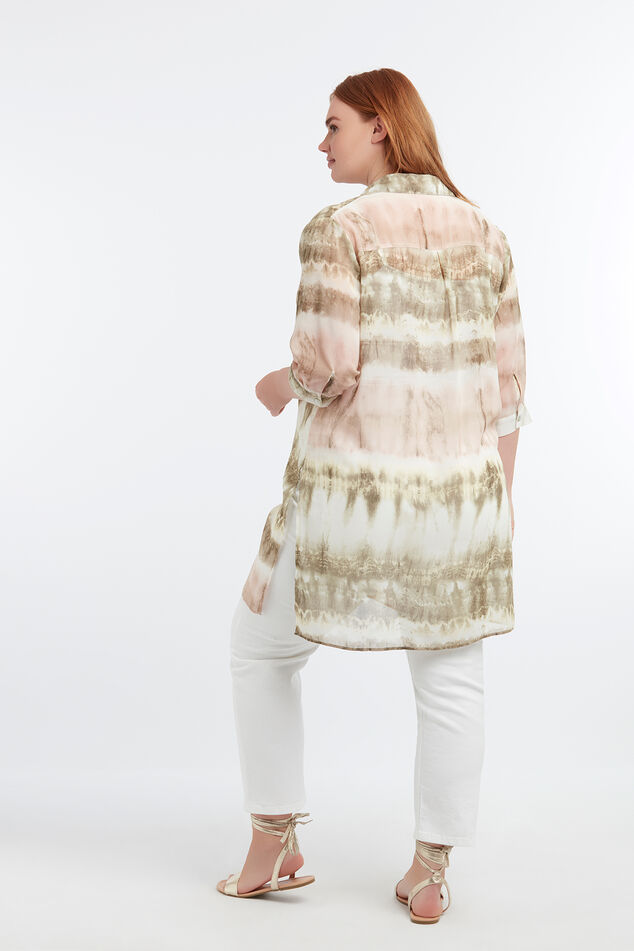 Durchsichtige Bluse mit Batik-Print image number 6