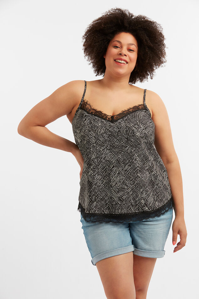 Ärmellose Bluse mit Spitzenelement image number 0