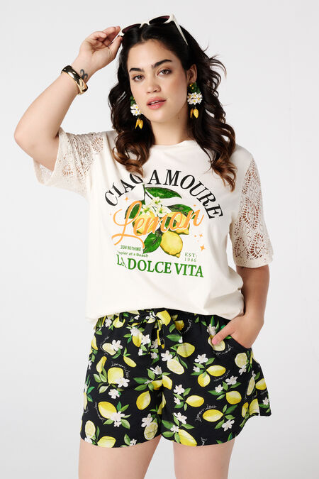T-Shirt mit Zitronenprint T-Shirt mit Zitronenprint
