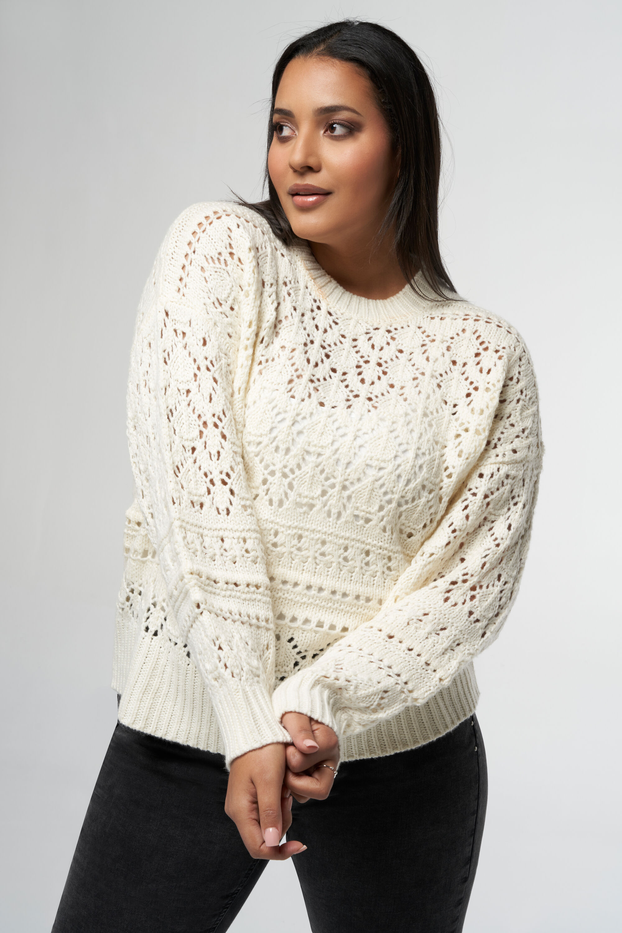 Strick-Pullover mit Ajourmuster  image number 6