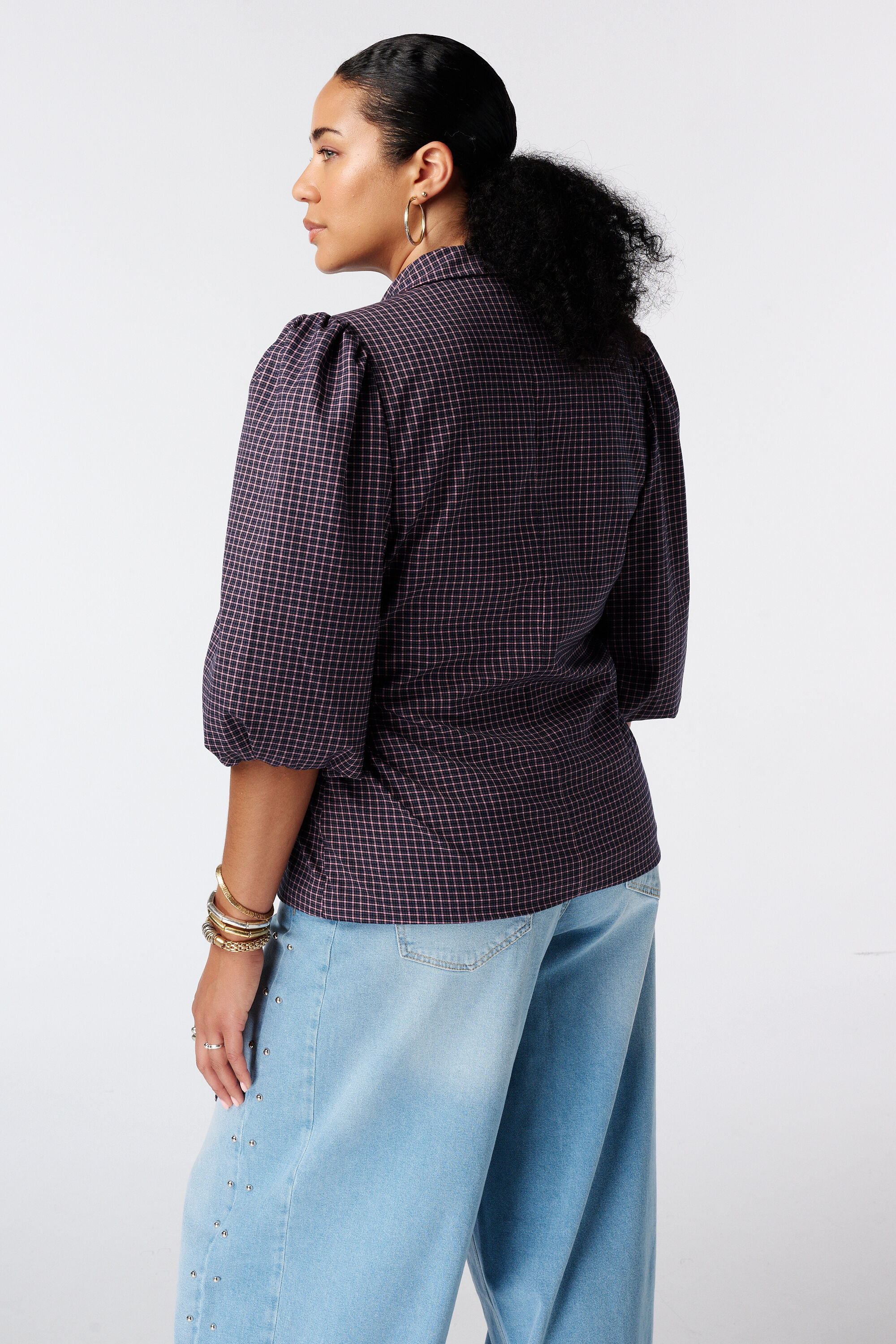 Karierter Blazer in Wickeloptik image number 2