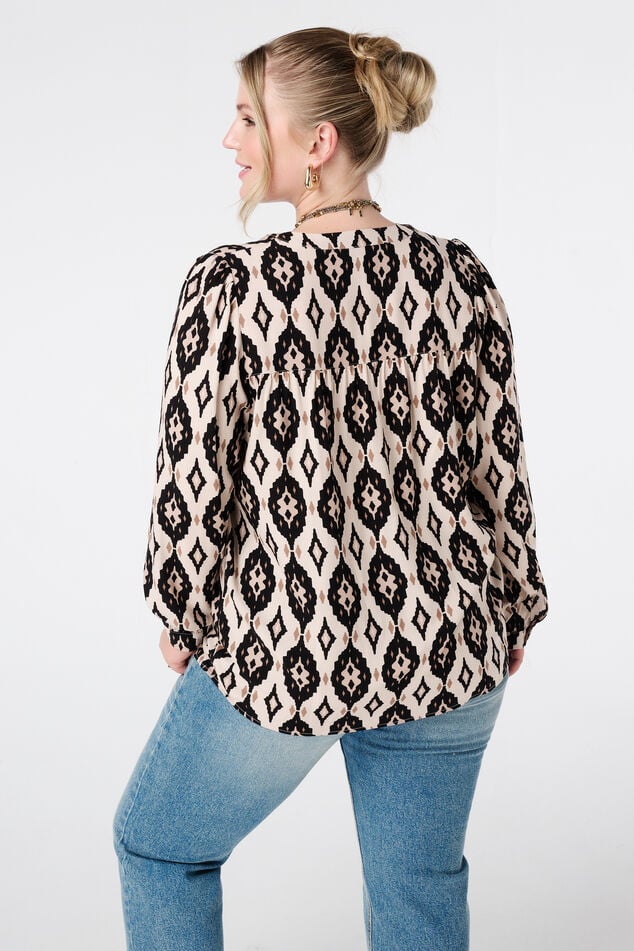 Bluse mit Print und Spulen image number 3