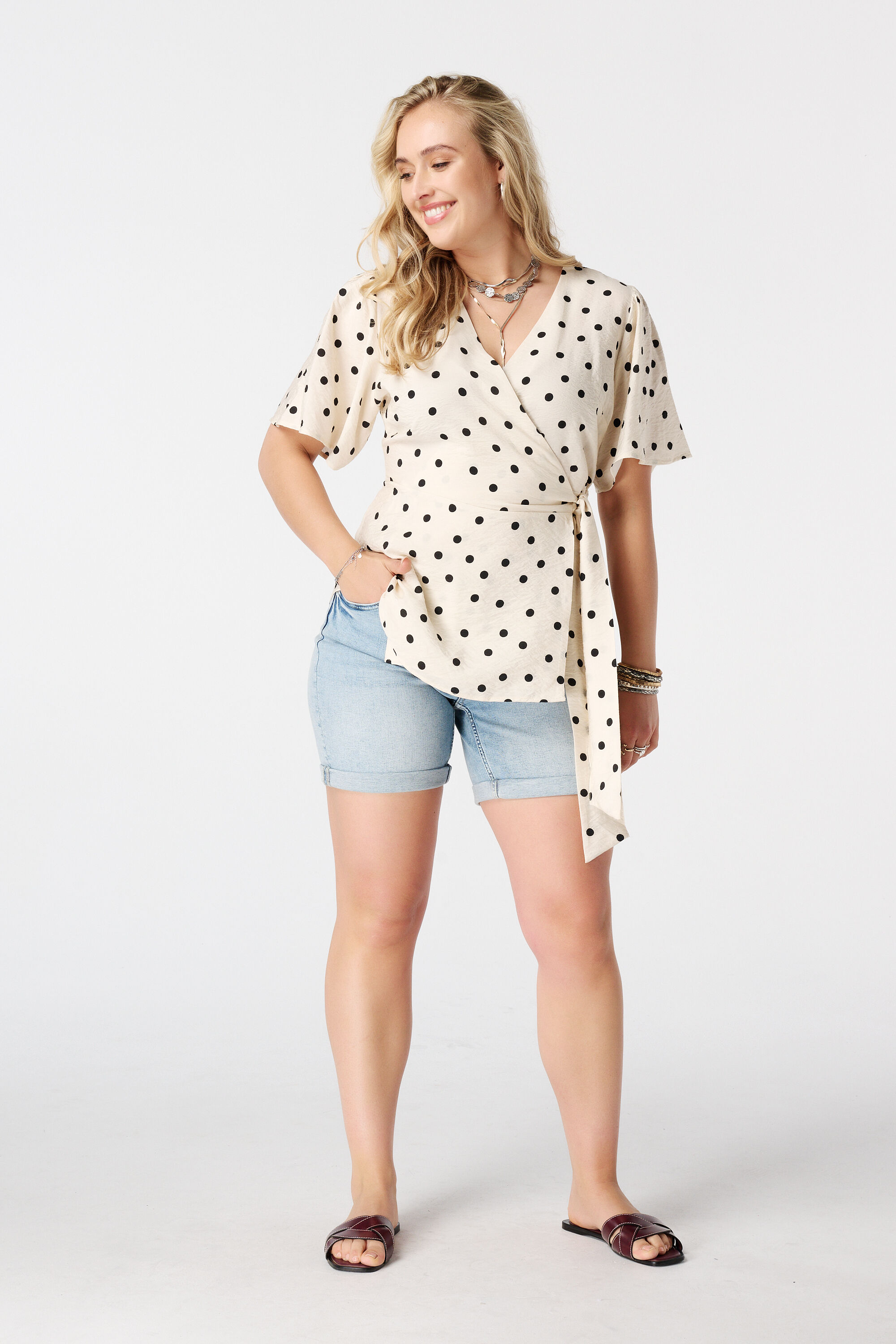 Wickelbluse mit Polka Dot Muster image number 5