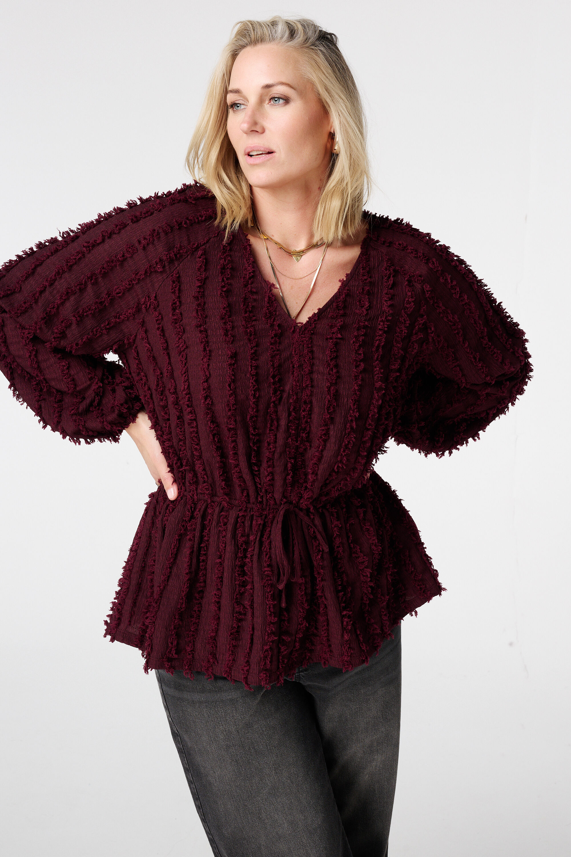 Flauschiges Jersey-Top mit Kordelzug