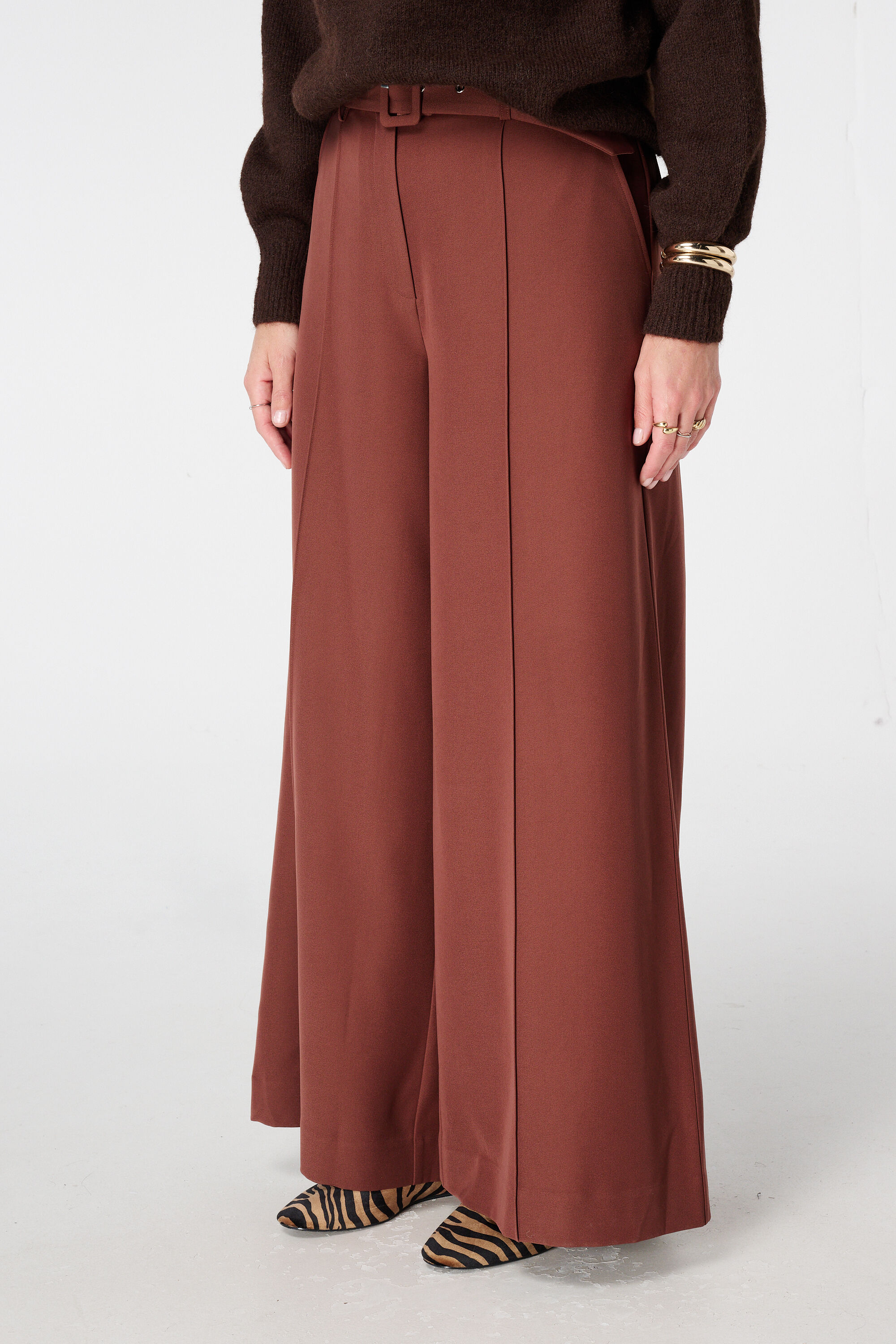 Wide-Leg-Hose mit Paspel und Tailleng&uuml;rtel image number 5