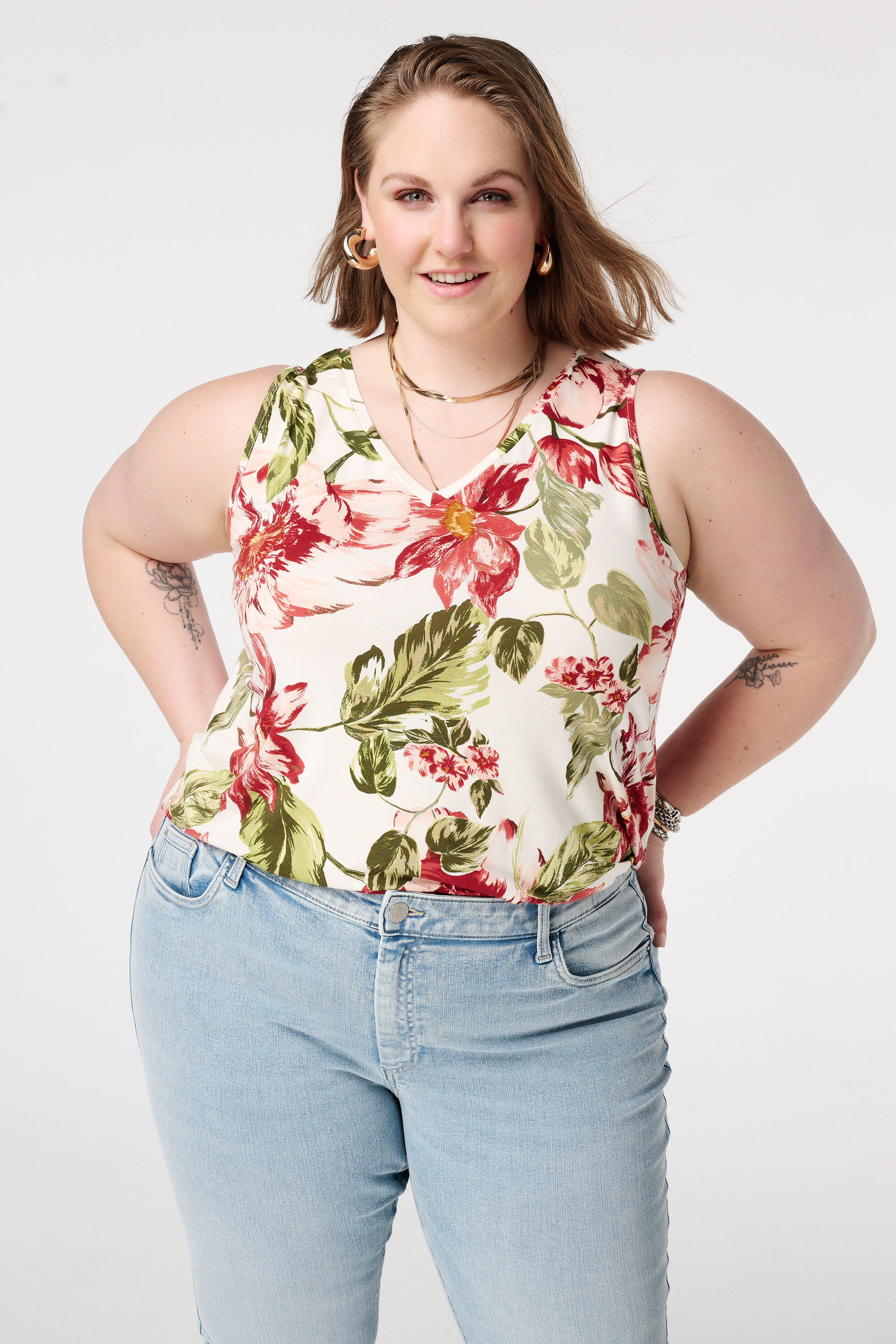 Singlet mit V Ausschnitt und Print