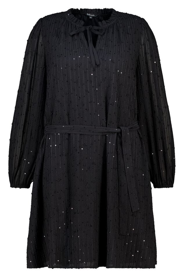 Kleid mit Glitzerpailletten und Gürtel image number 1