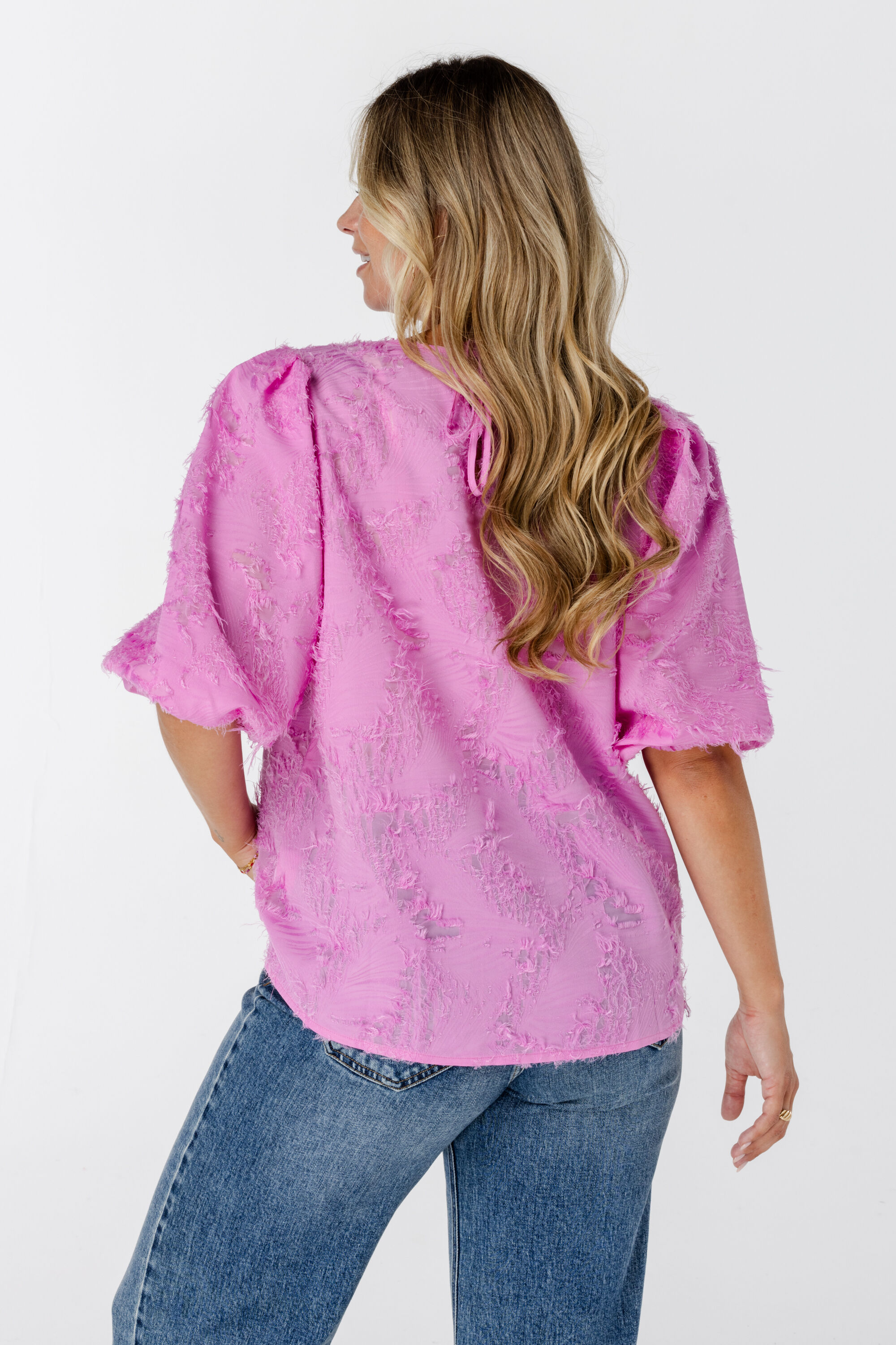 Bluse mit kurzen Puff&auml;rmeln image number 3