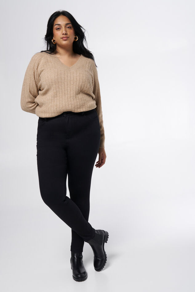 Skinny-Leg-Jeans mit hoher Taille CHERRY image number 0