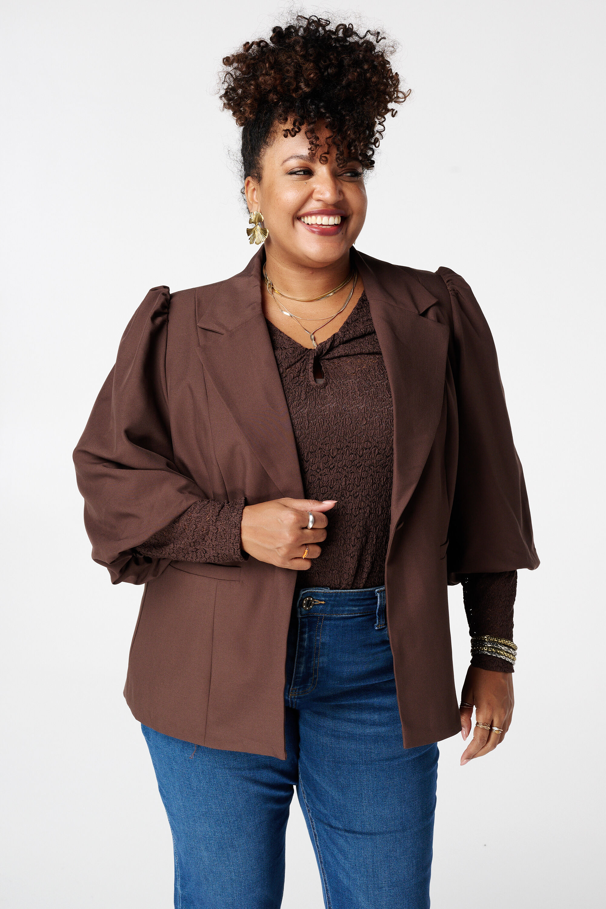 Blazer mit kurzen Puff&auml;rmeln