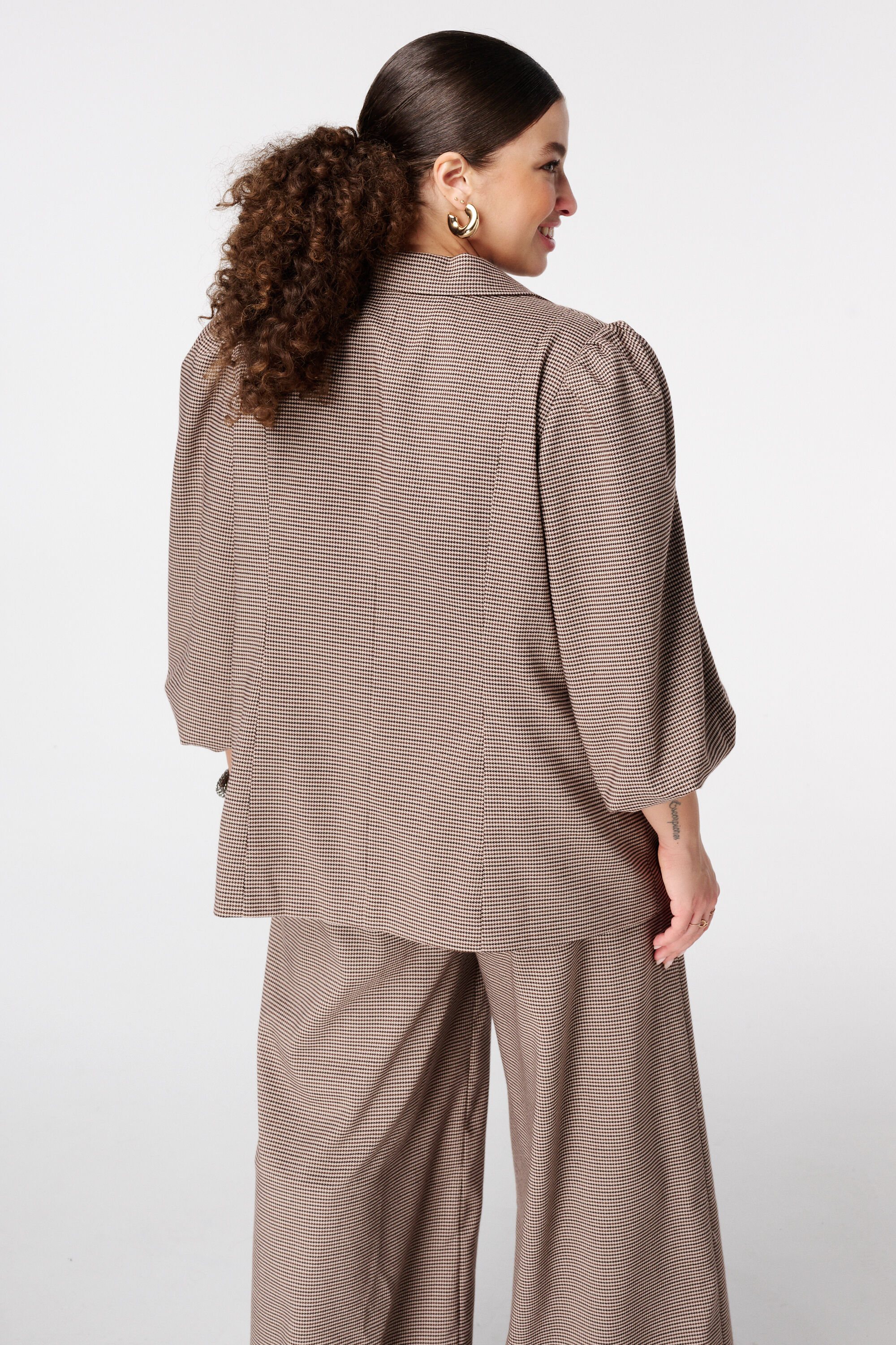 Karierte Bluse mit Puff&auml;rmeln image number 1