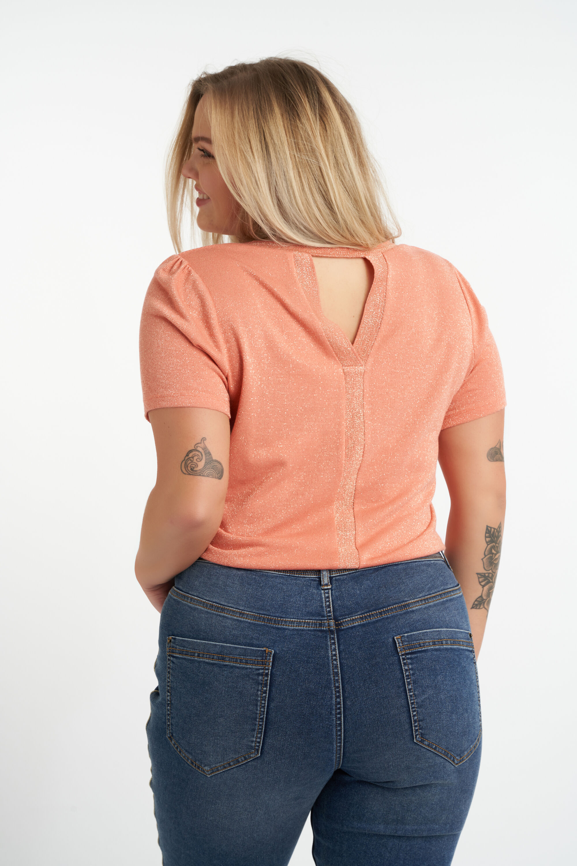 Jeans mit Glitzerstreifen image number 3