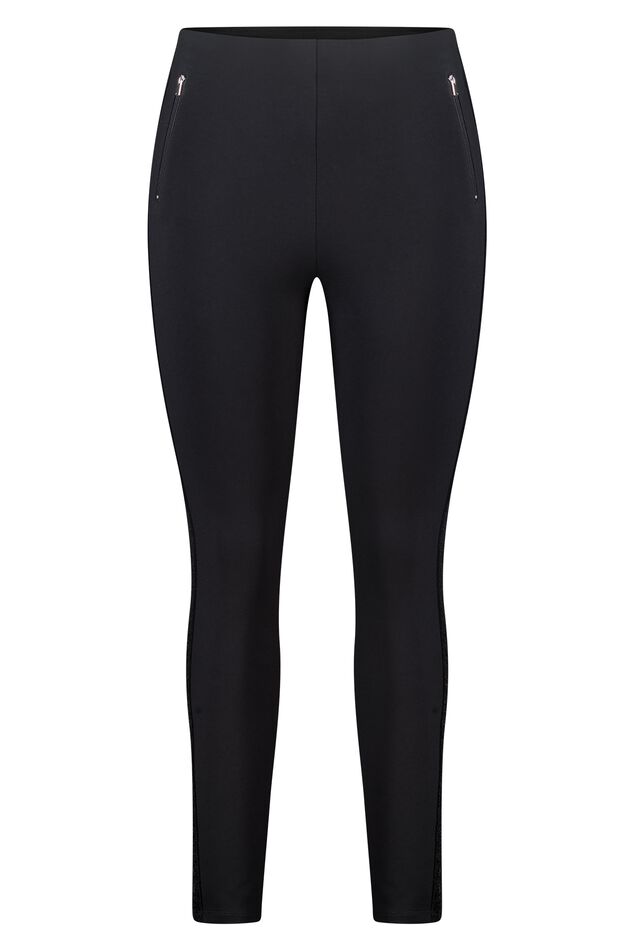 Skinny-Fit-Treggings mit Pailletten-Seitenstreifen image number 1