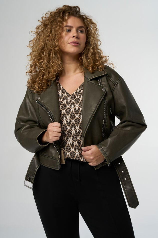 Übergroße Bikerjacke im Leder-Look  image number 6