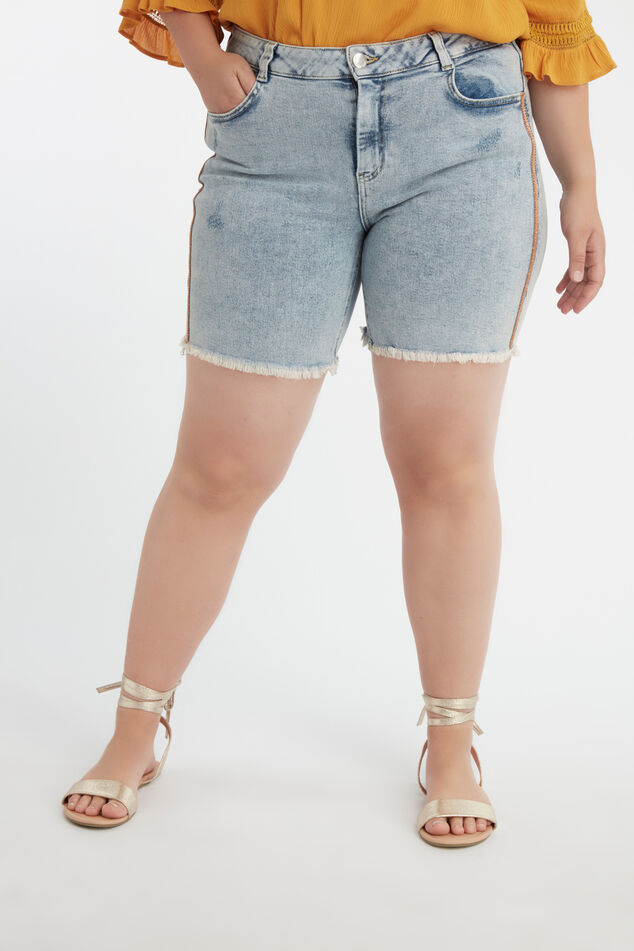 Shorts mit orangem Glitterstreifen image number 5