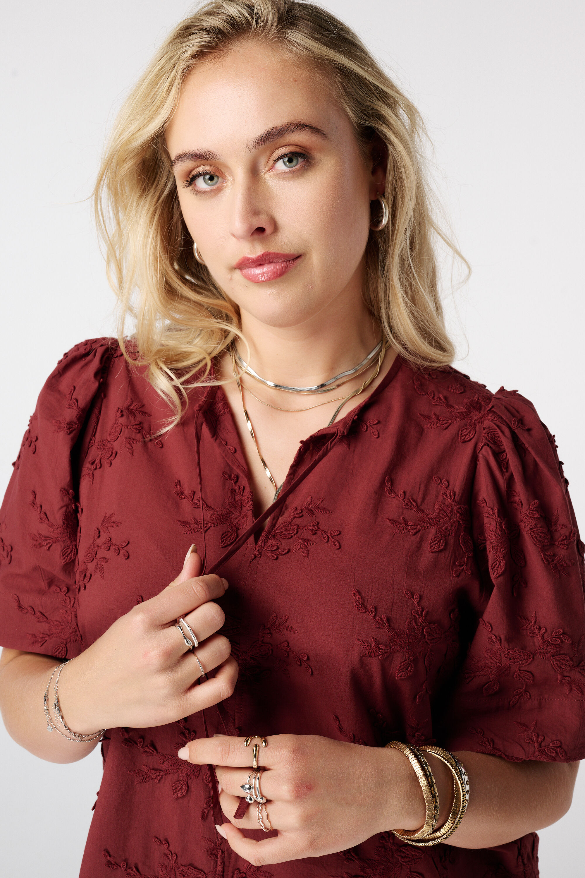 Baumwollbluse mit Stickerei image number 4
