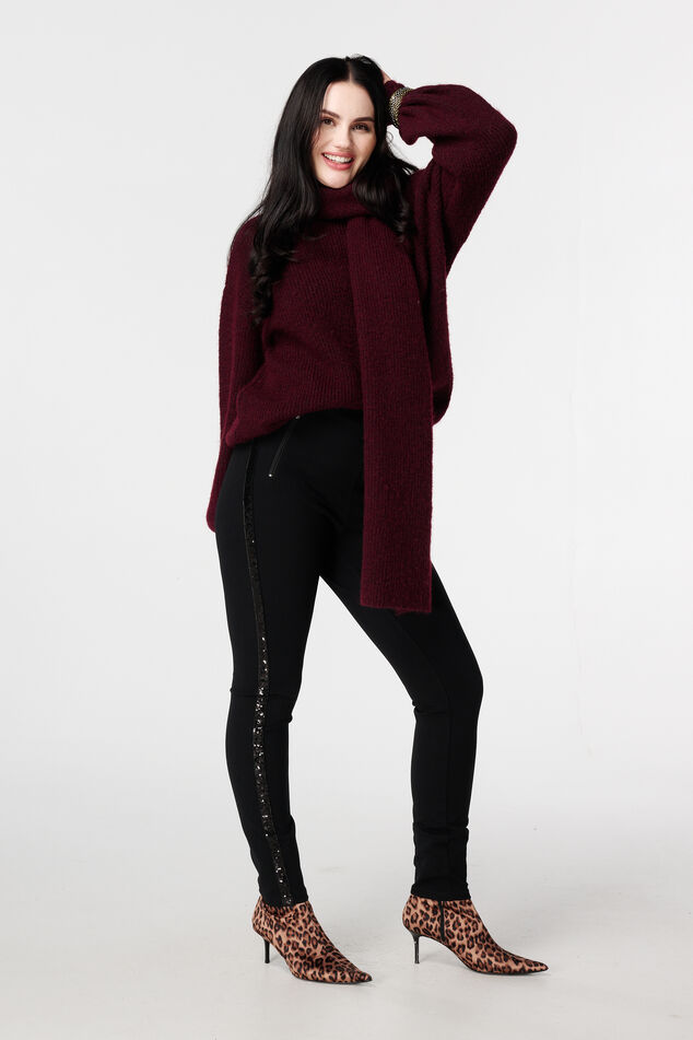 Skinny-Fit-Treggings mit Pailletten-Seitenstreifen image number 0