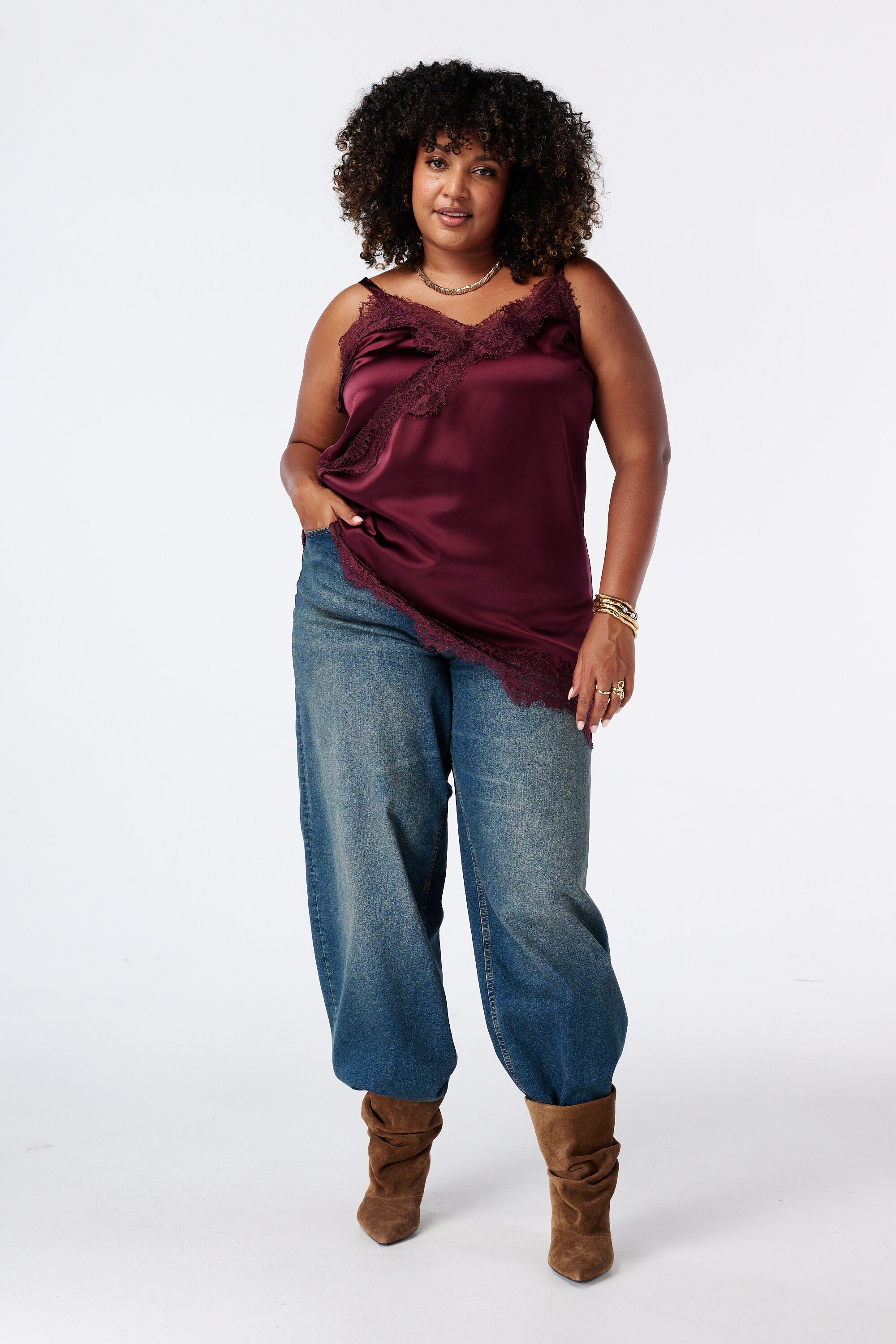 Asymmetrische Bluse mit Spitze image number 5
