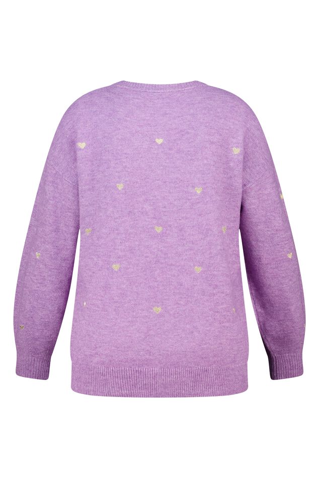 Fein gestrickter Pullover mit gestickten Herzen image number 2