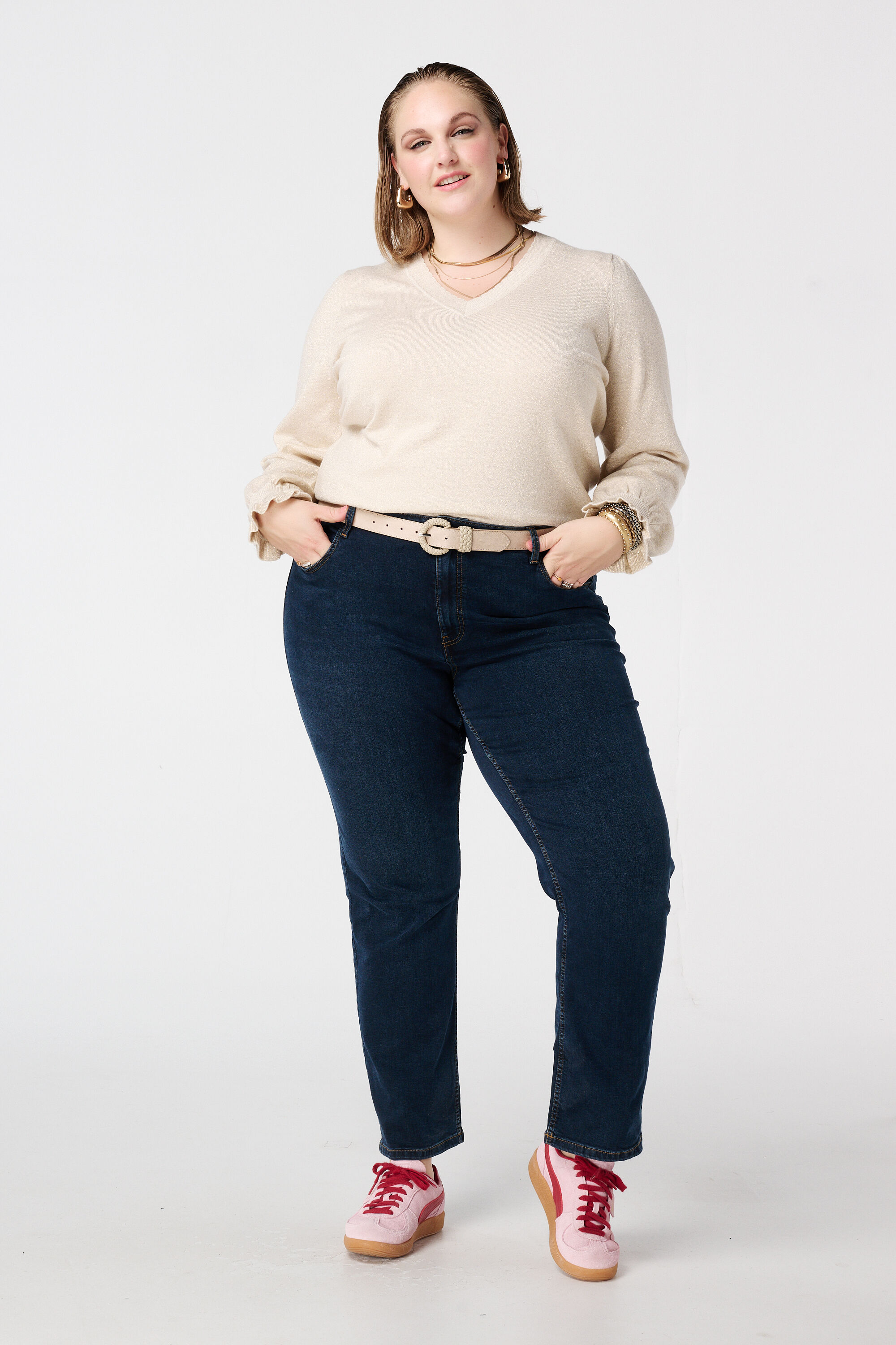 Lurex-Pullover mit R&uuml;schen&auml;rmeln image number 5