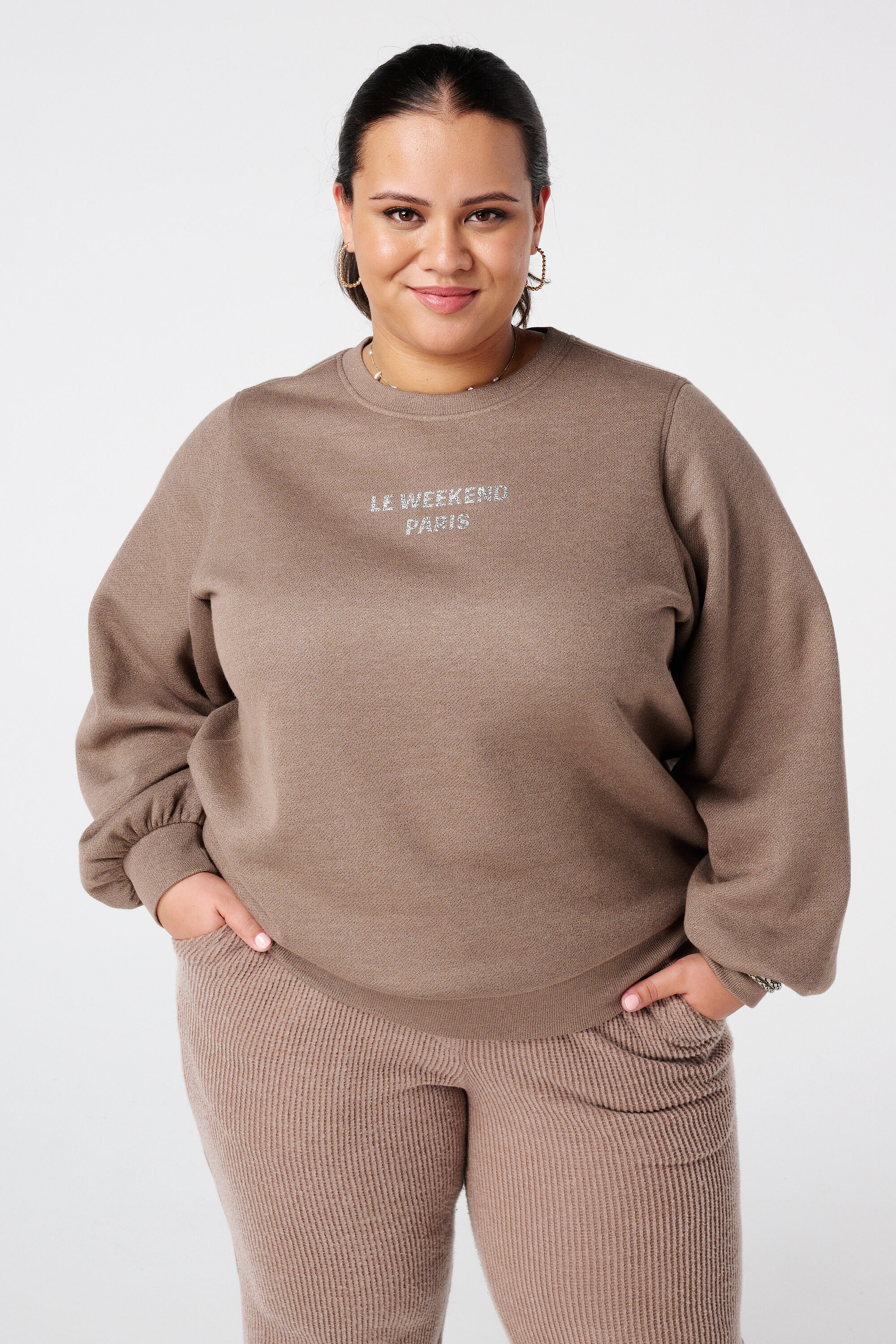 Sweatshirt mit Lurex und Glitzertext