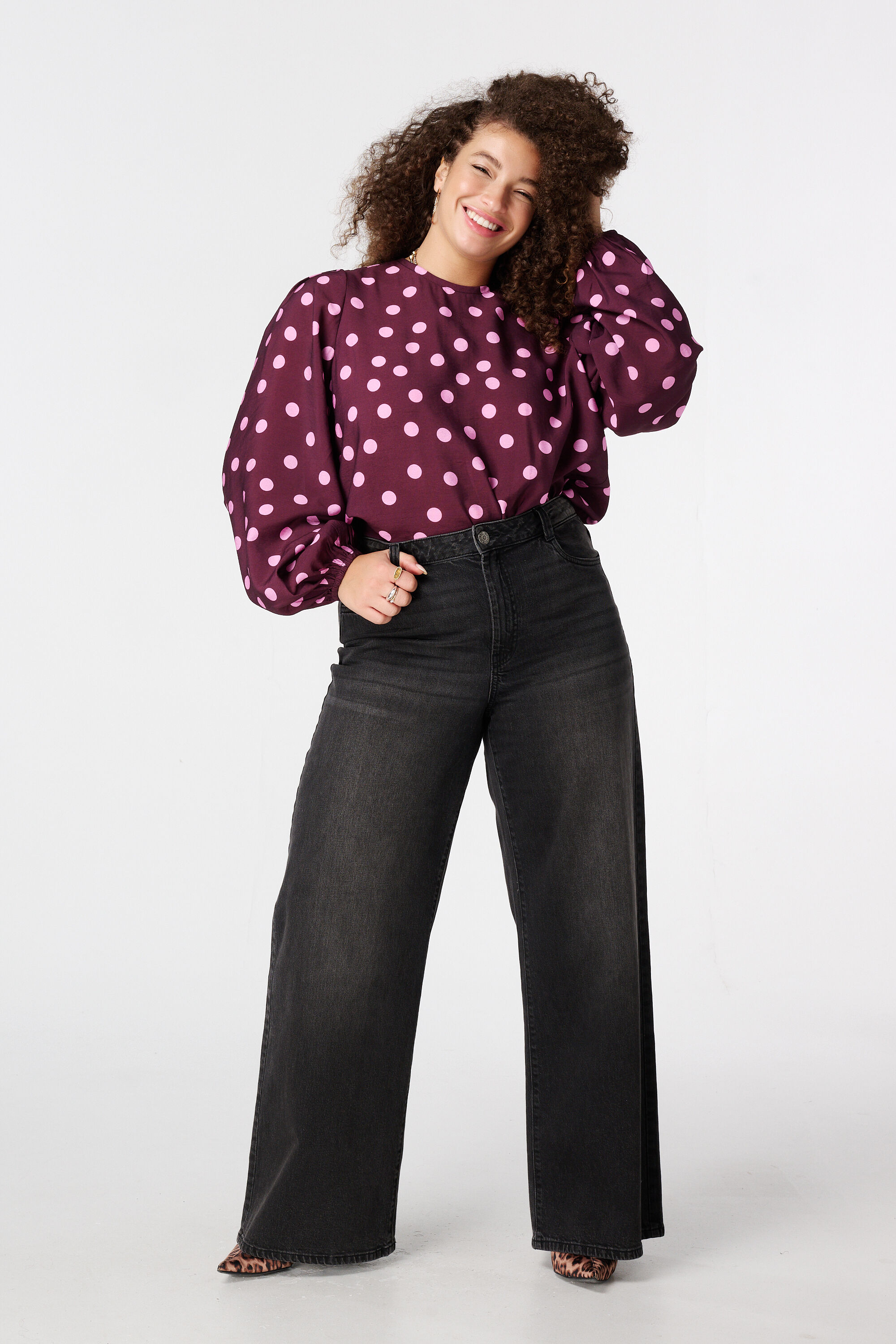 Bluse mit Polka-Dot-Muster image number 5