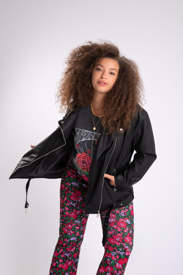 Übergroße Kunstleder-Bikerjacke image number 0