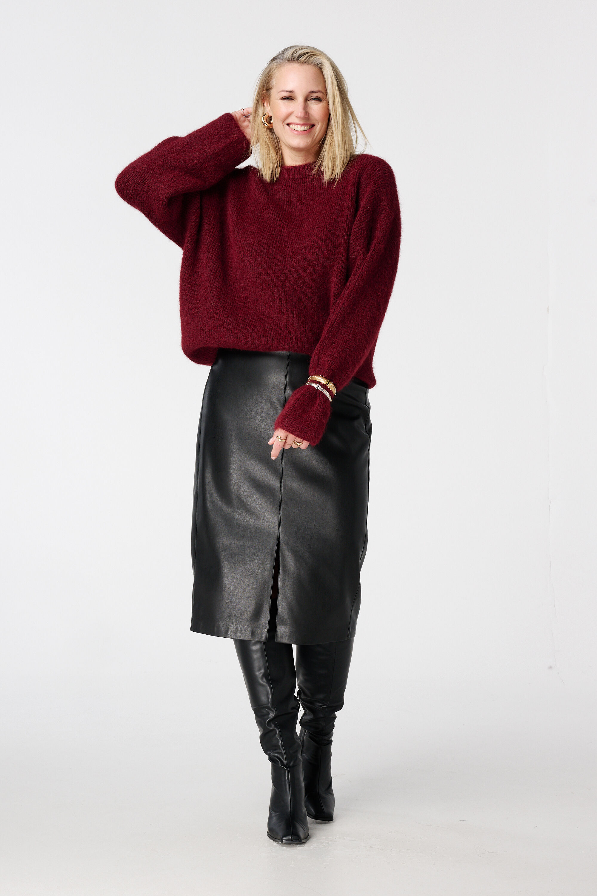 Midi-Rock aus PU-Kunstleder