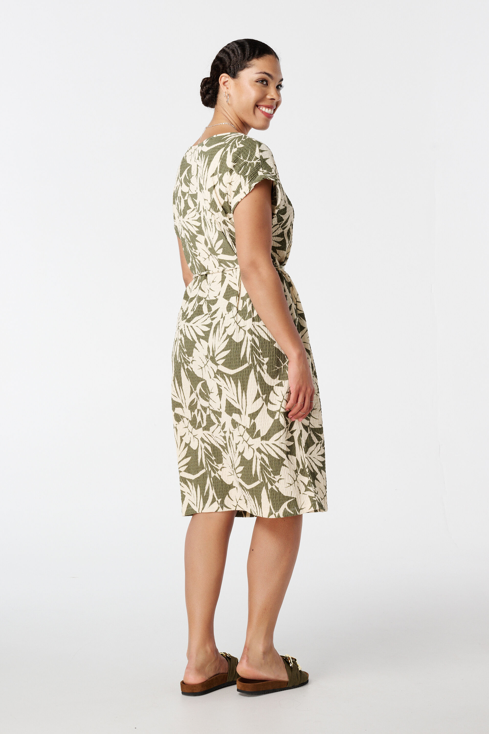 Midikleid mit Print und Tunnelzug image number 3