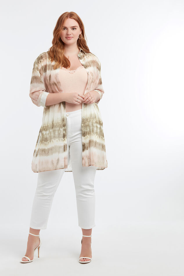 Durchsichtige Bluse mit Batik-Print image number 5