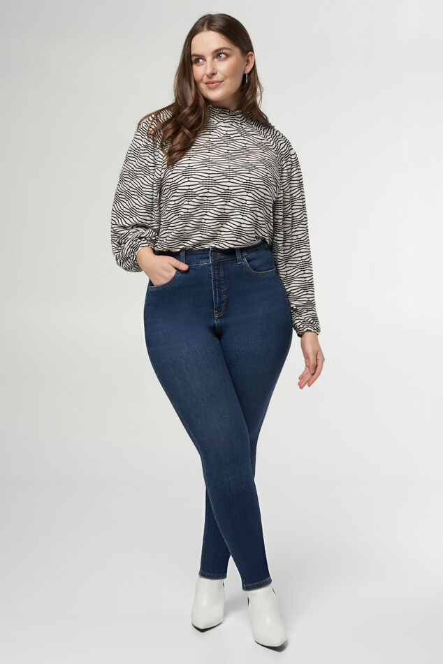 Skinny-Jeans mit hoher Taille CHERRY image number 6