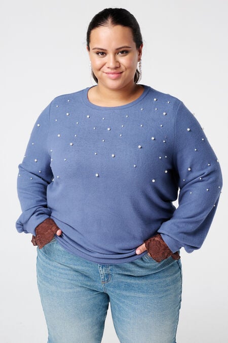 Brushed Sweater mit Perlenaufdruck Brushed Sweater mit Perlenaufdruck