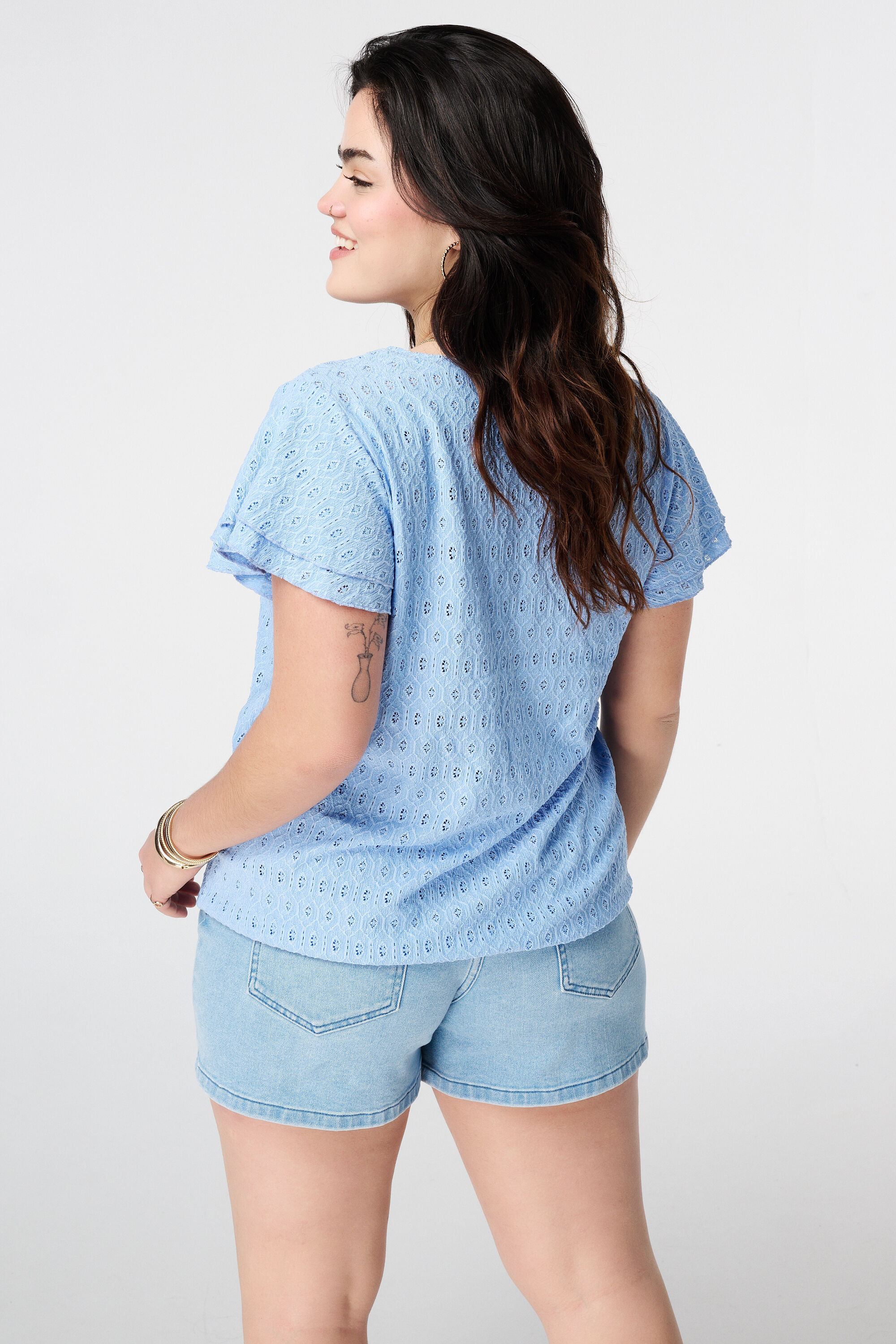 Top mit Lochmuster-Stoff image number 2