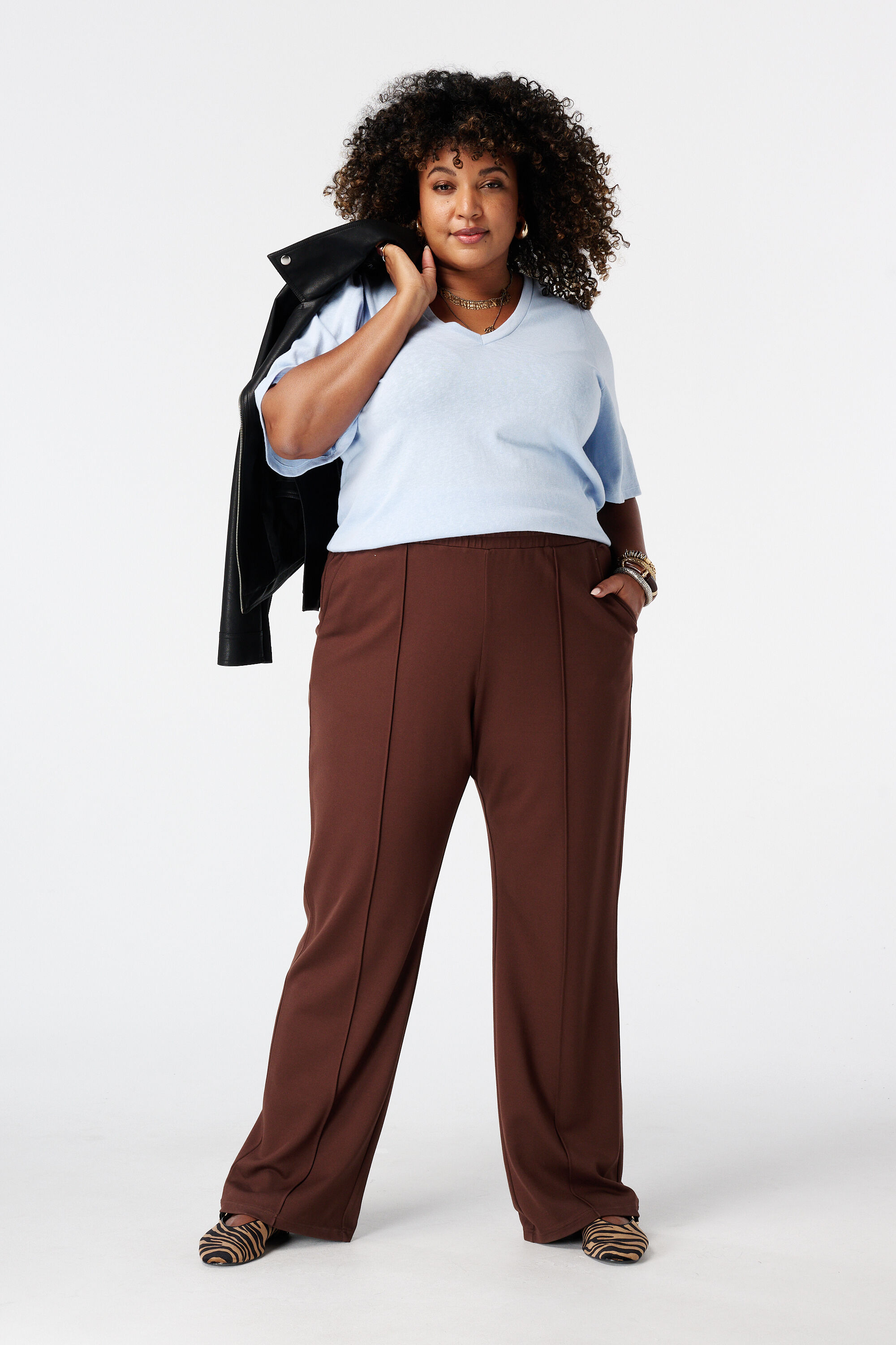 Wide Leg Stoffhose mit elastischem Bund