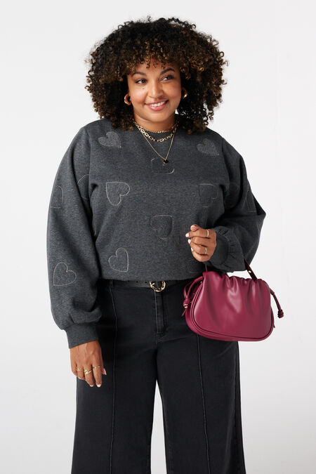 Sweatshirt mit gestickten Herzen Sweatshirt mit gestickten Herzen
