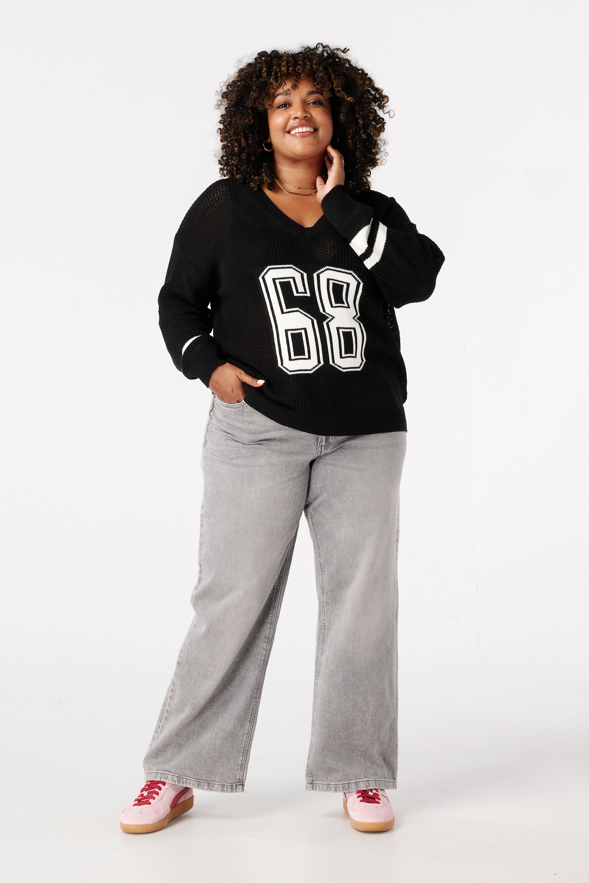 Fein gestrickter College-Pullover image number 5