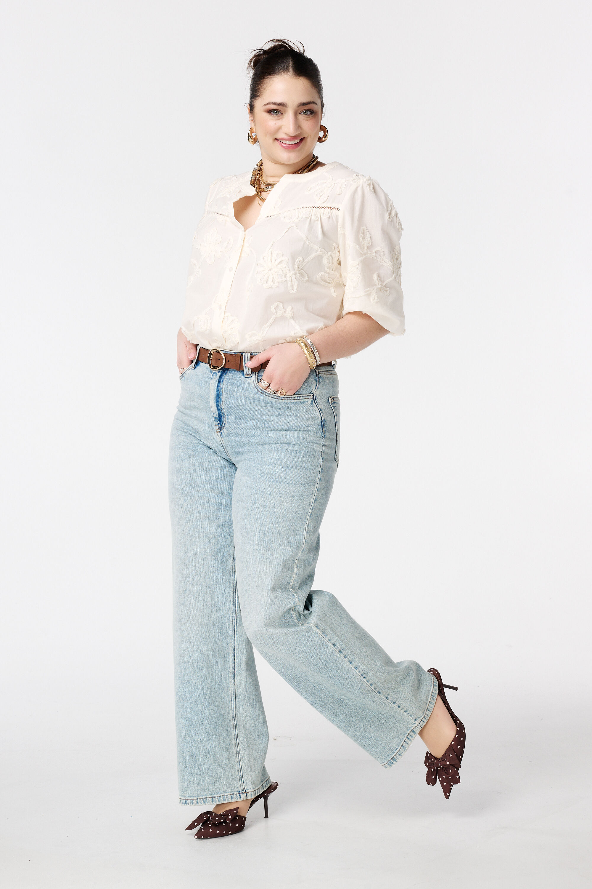 Bluse mit 3D-Blumenprint image number 5