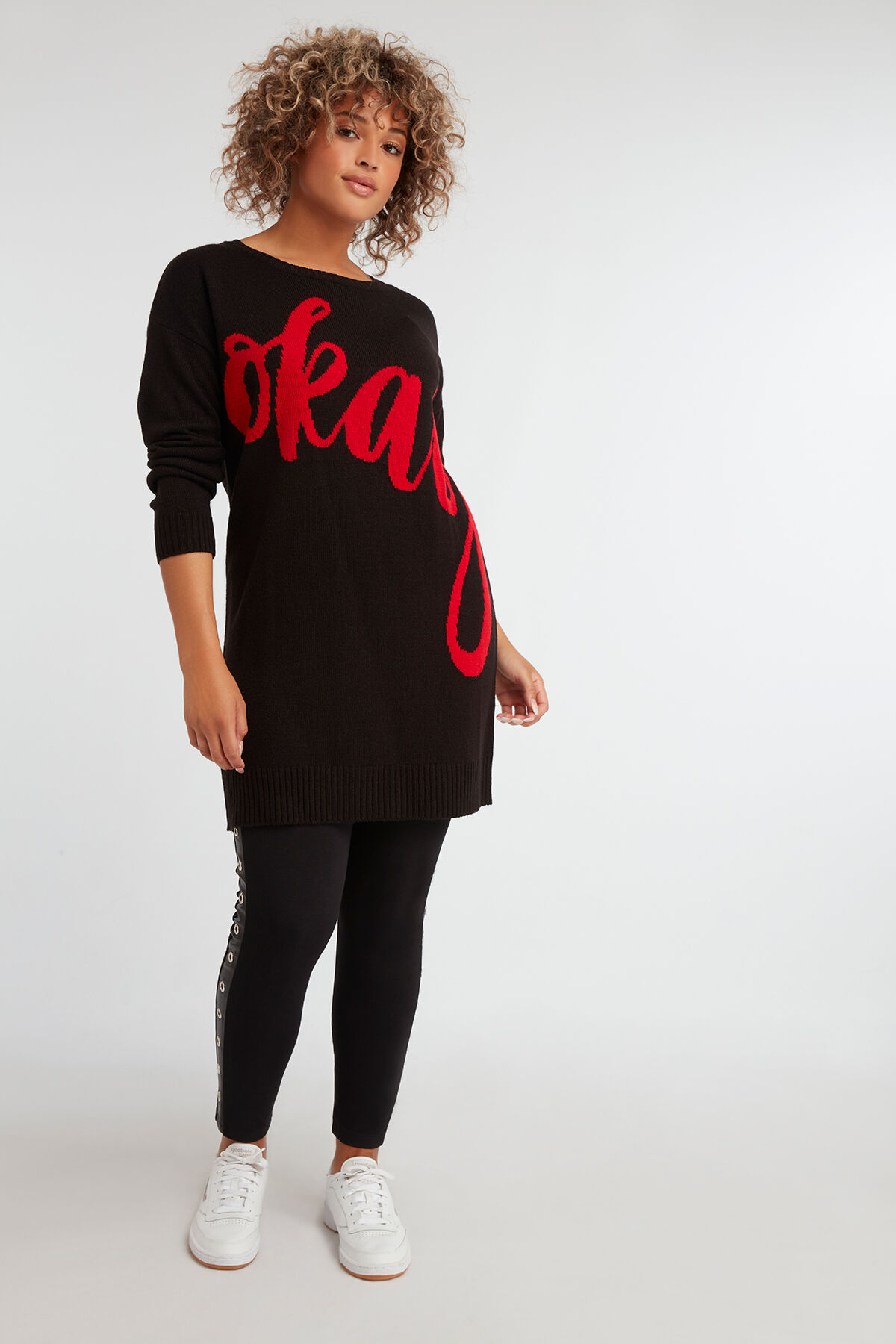 Strick-Tunika mit Aufdruck image number 5