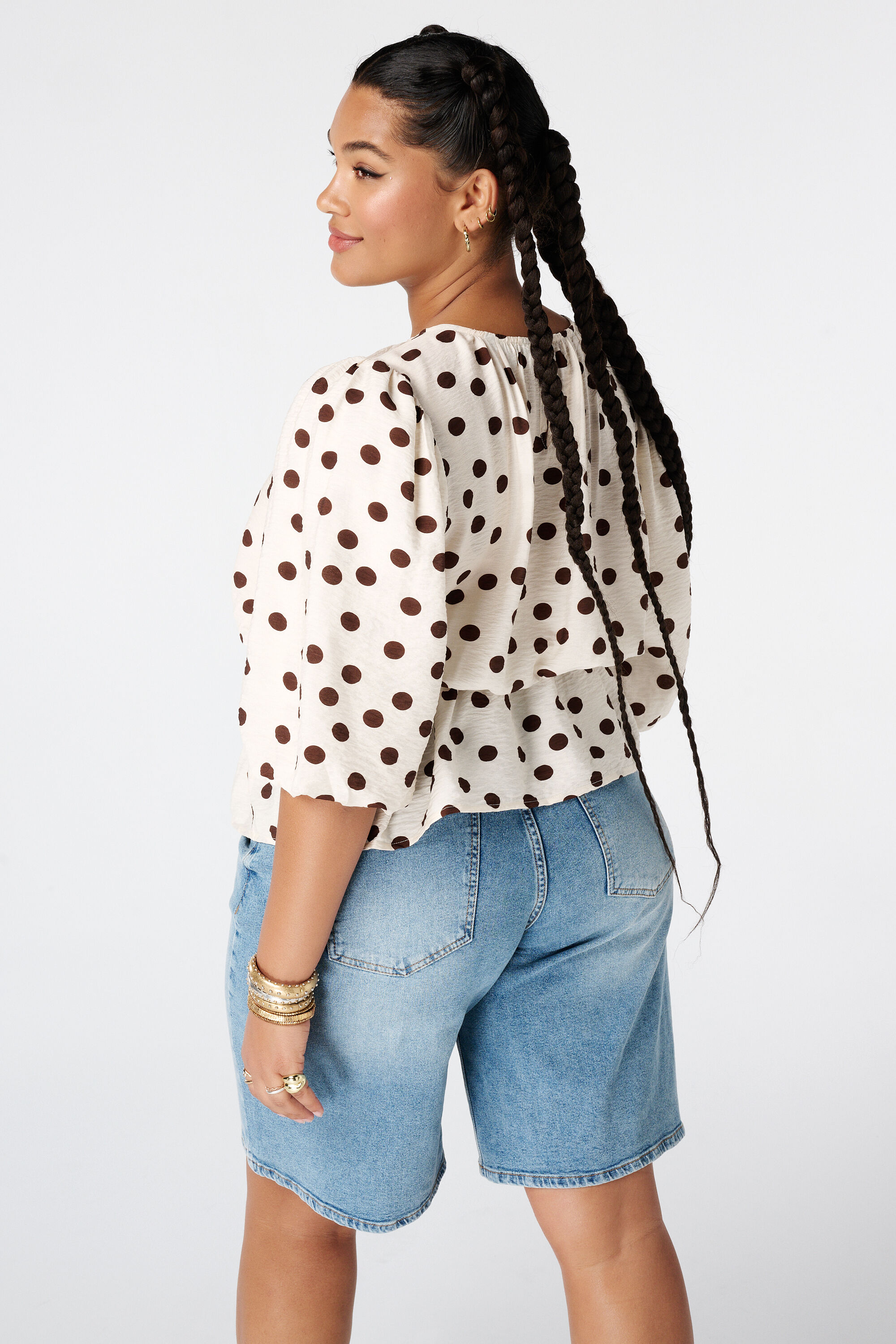 Taillierte Bluse mit Polka Dot Muster image number 3