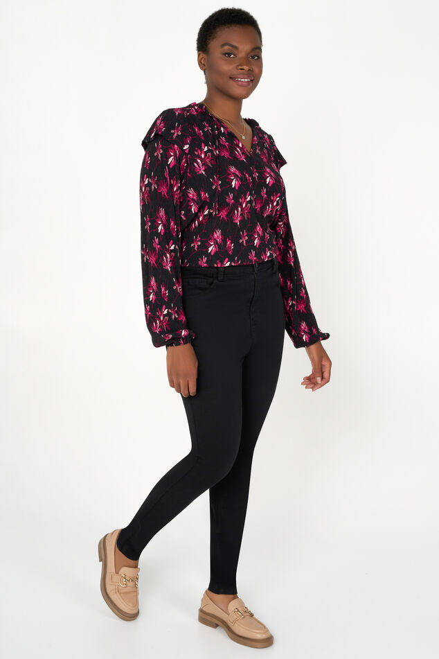 Skinny-Leg-Jeans mit hoher Taille CHERRY image number 6
