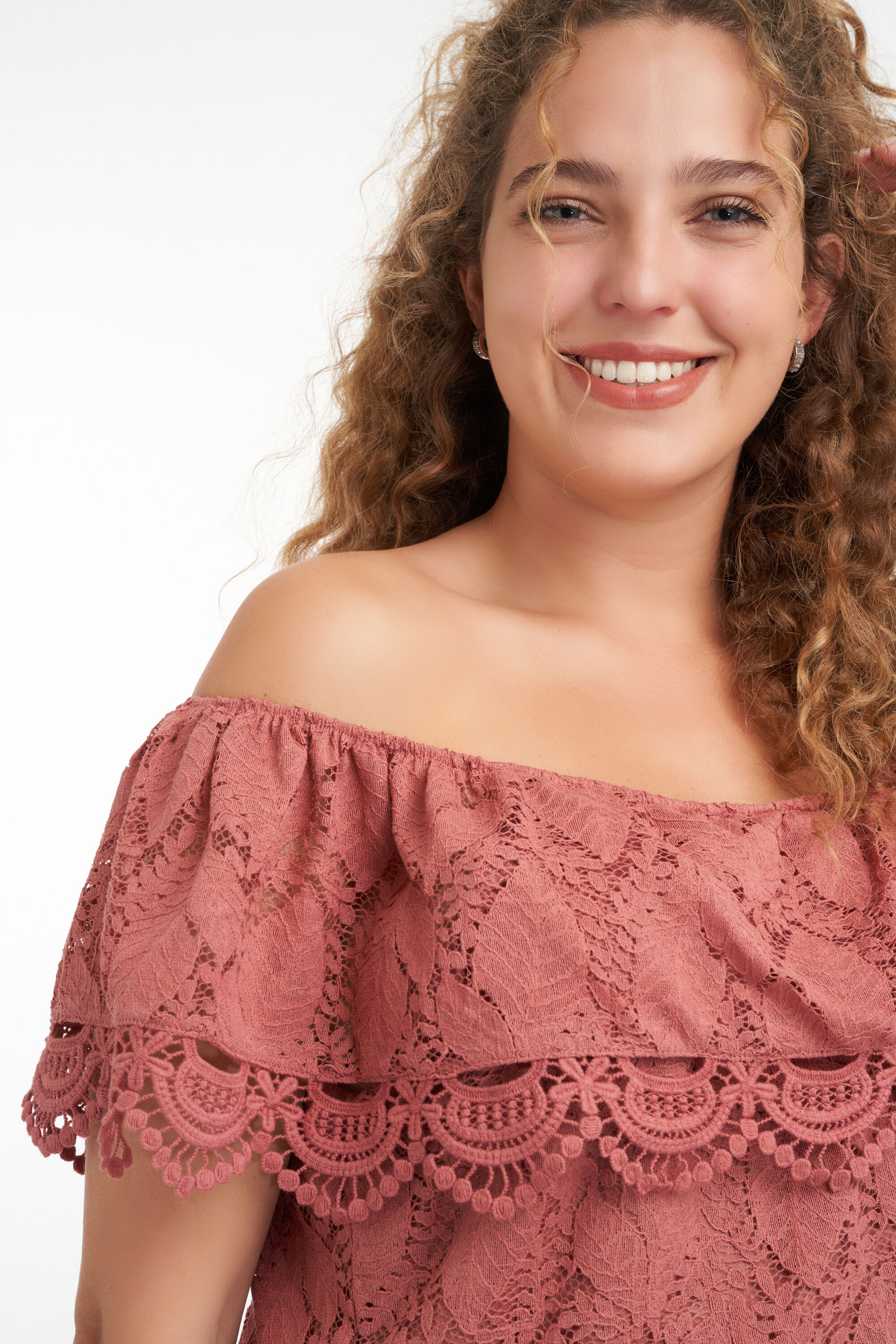 Schulterfreies Spitzen-Top image number 4