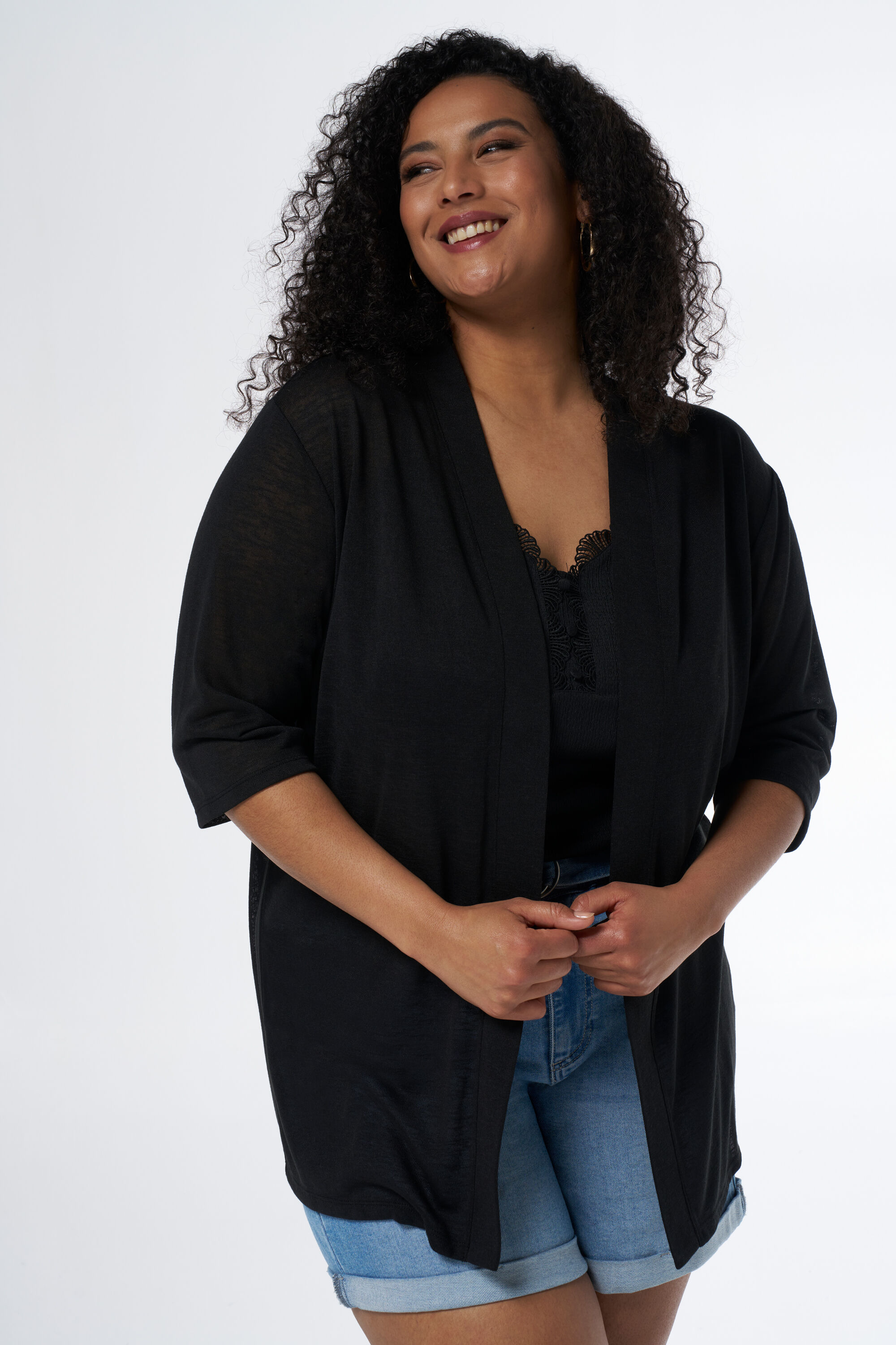 Strickjacke mit Dreiviertel-&Auml;rmeln image number 0