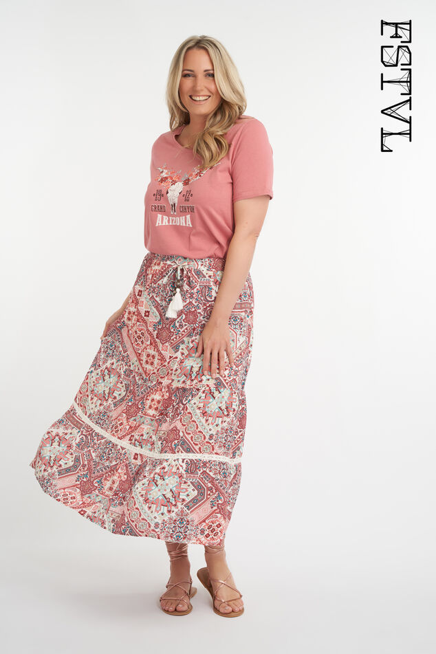 Langer Rock mit Print  image number 0